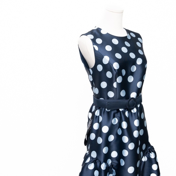 Kay Unger. Tinslee Tea Length Polka Dot Dress. - Picture 5 of 13